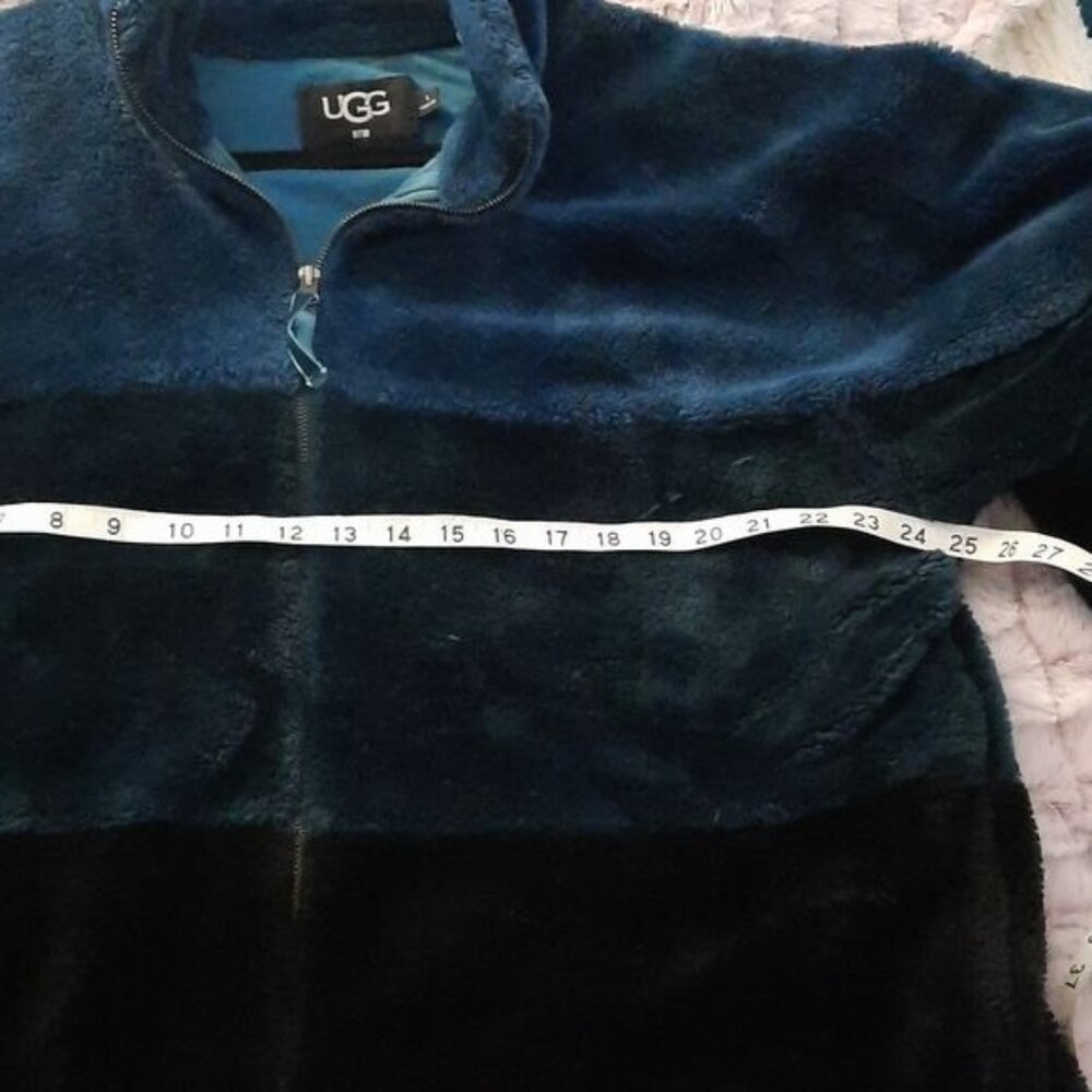Ugg Elaina Blue Black Color Blocked Sherpa Soft Full Zipper Jacket Size Small - Picture 4 of 11
